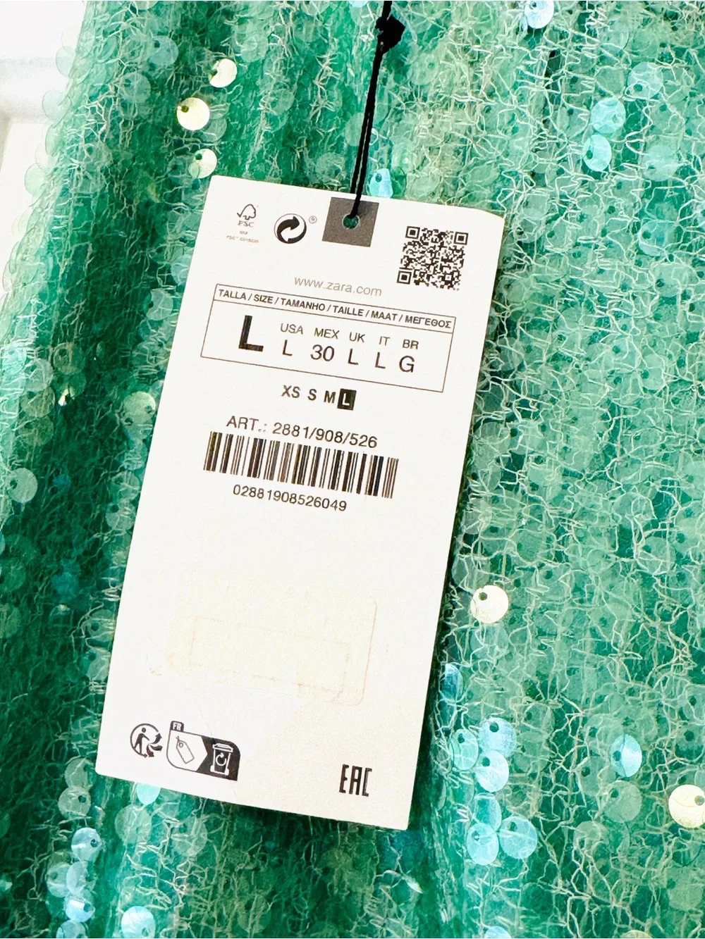 Zara NWT Sequined Sea Green Midi Skirt Size Large Occasions - Picture 11 of 16
